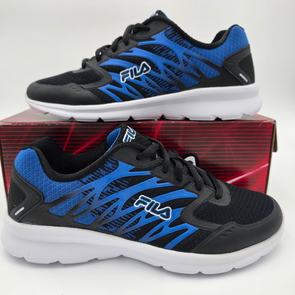Fila Finition 7 Kids Running Shoes Black Blue Sneakers 3RM02120-009 Size 7Y NWB